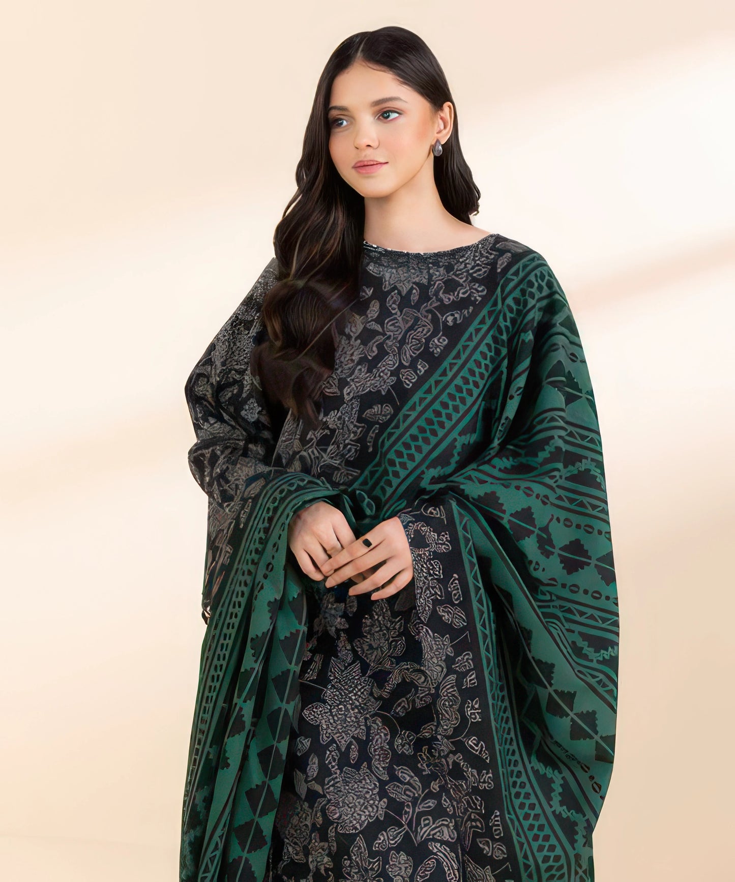 3 Piece - Embroidered Light Khaddar Suit