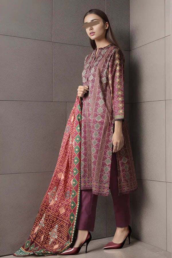 Unstitched Printed Lawn 3 Piece