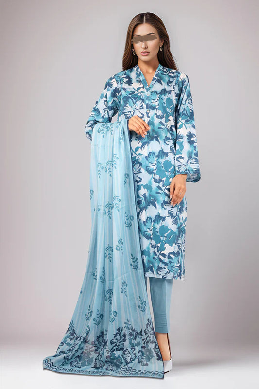 Unstitched Printed Lawn 3 Piece