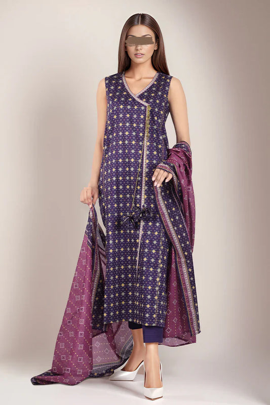 Unstitched Printed Lawn 3 Piece