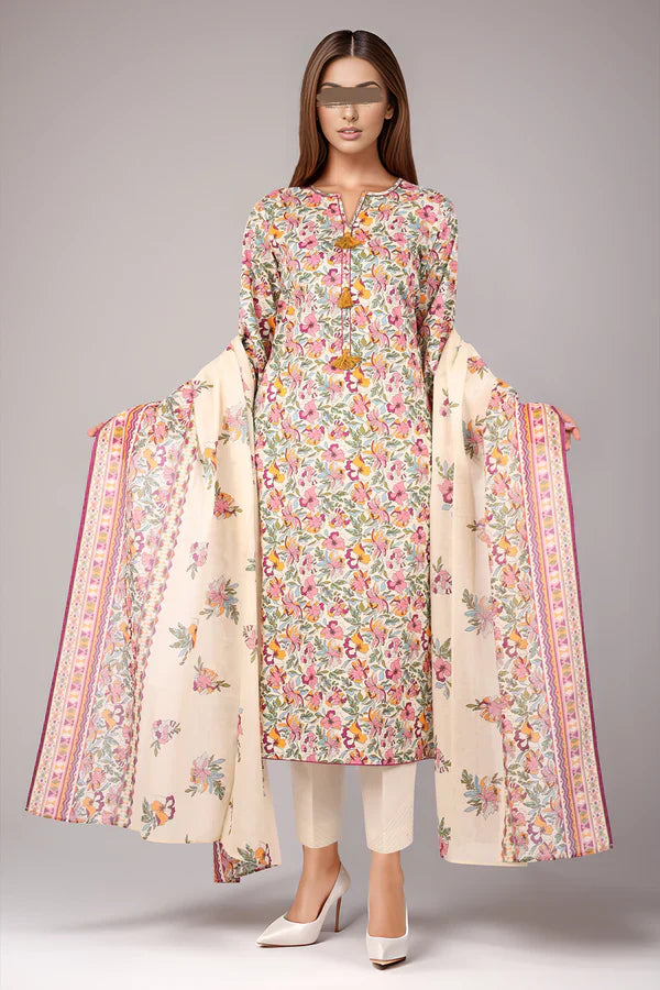 Unstitched Printed Lawn 3 Piece