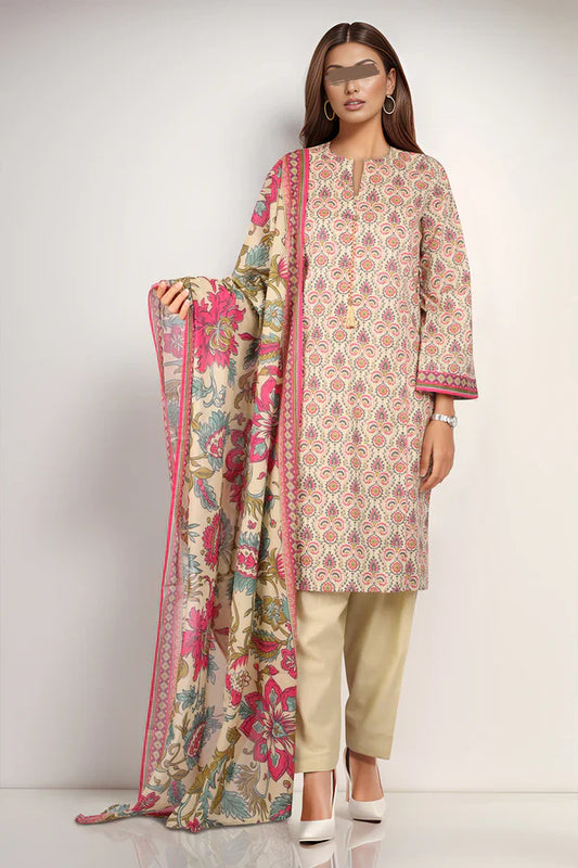 Unstitched Printed Lawn 3 Piece