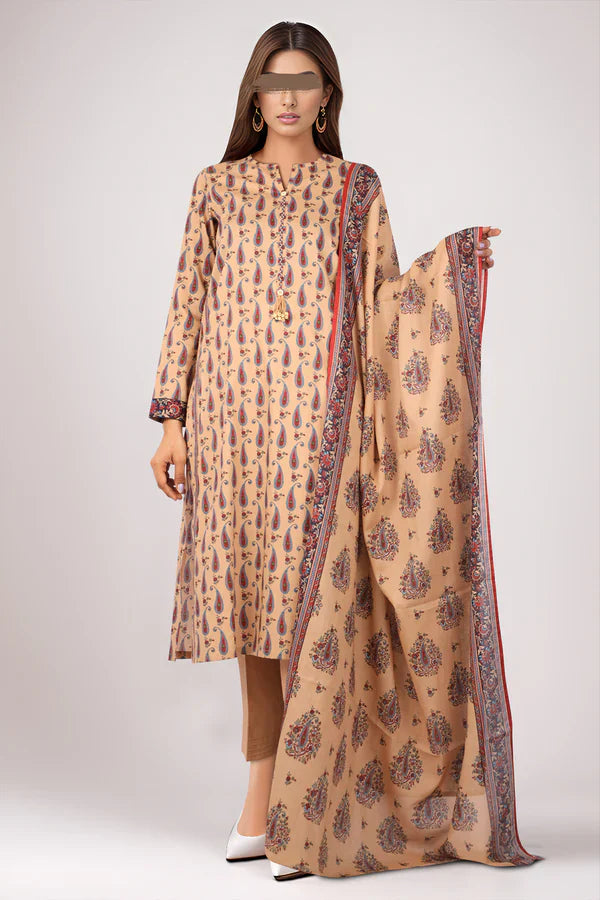 Unstitched Printed Lawn 3 Piece