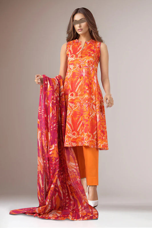 Unstitched Printed Lawn 3 Piece